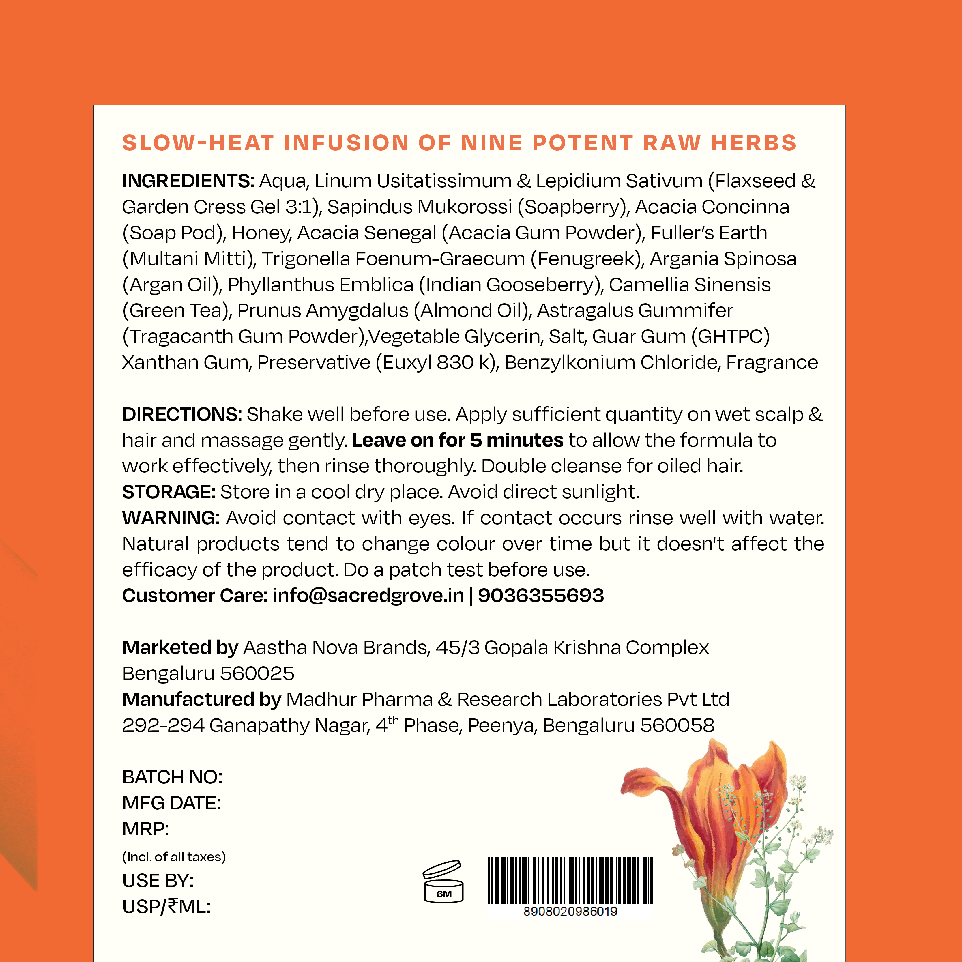 100% Raw Herb Gentle Hair Cleanser (Non-Lather)