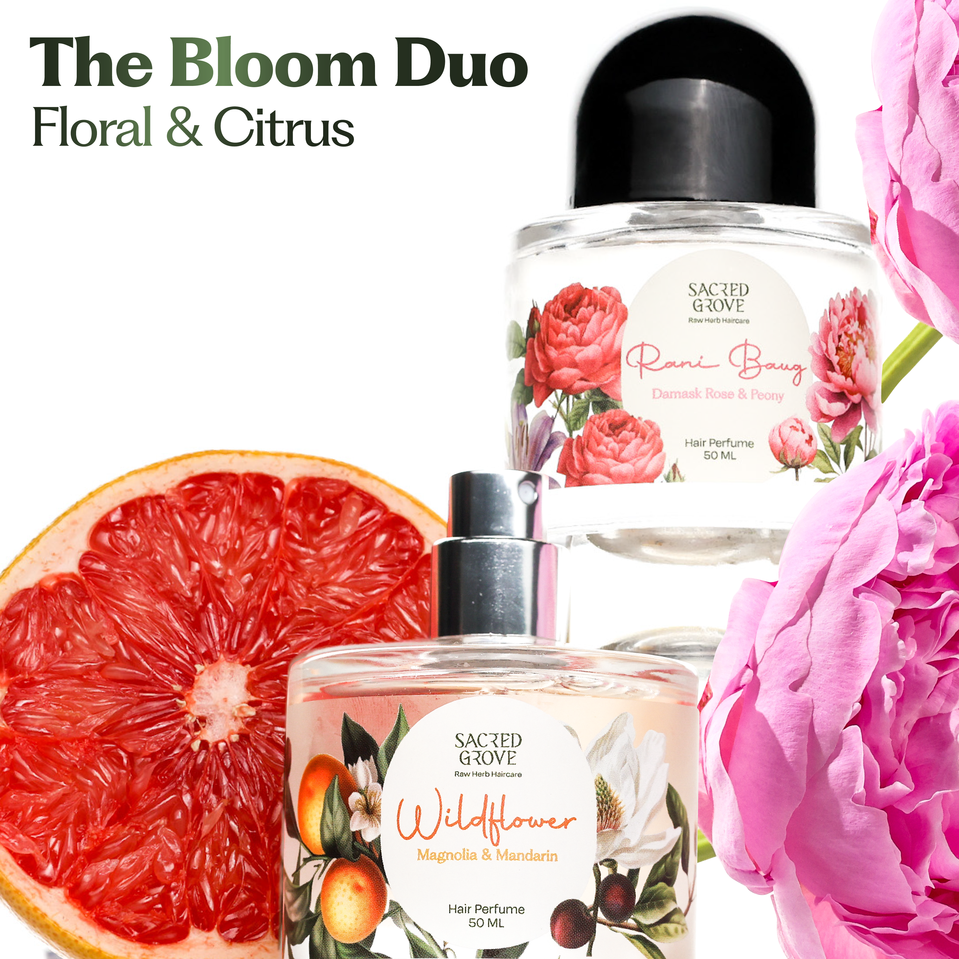 The Bloom Duo – Rani Baug & Wildflower Hair Perfume Combo