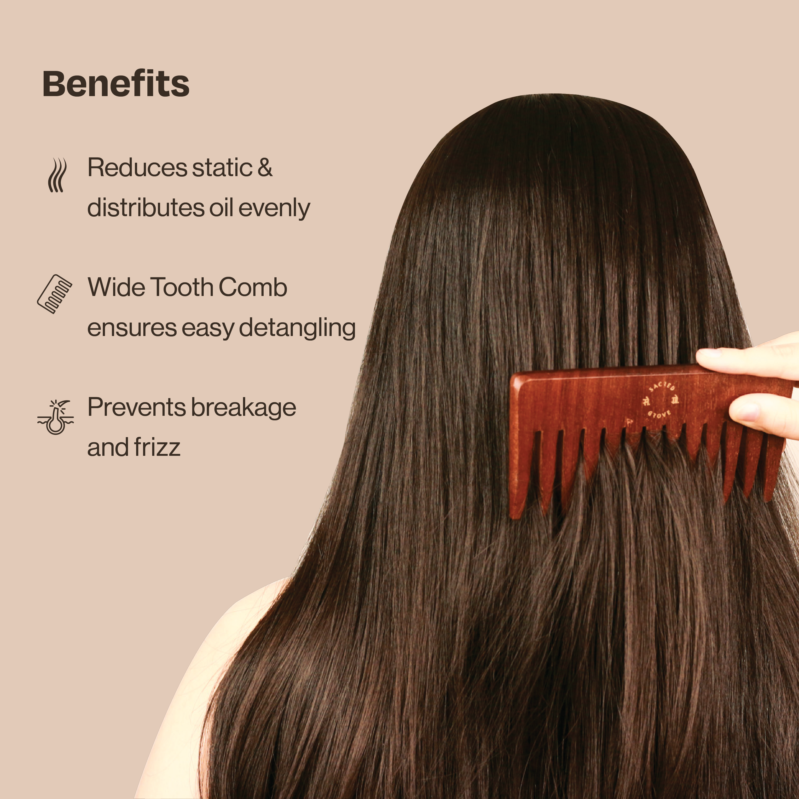 Wide Tooth & Detangling Teak Wood Comb