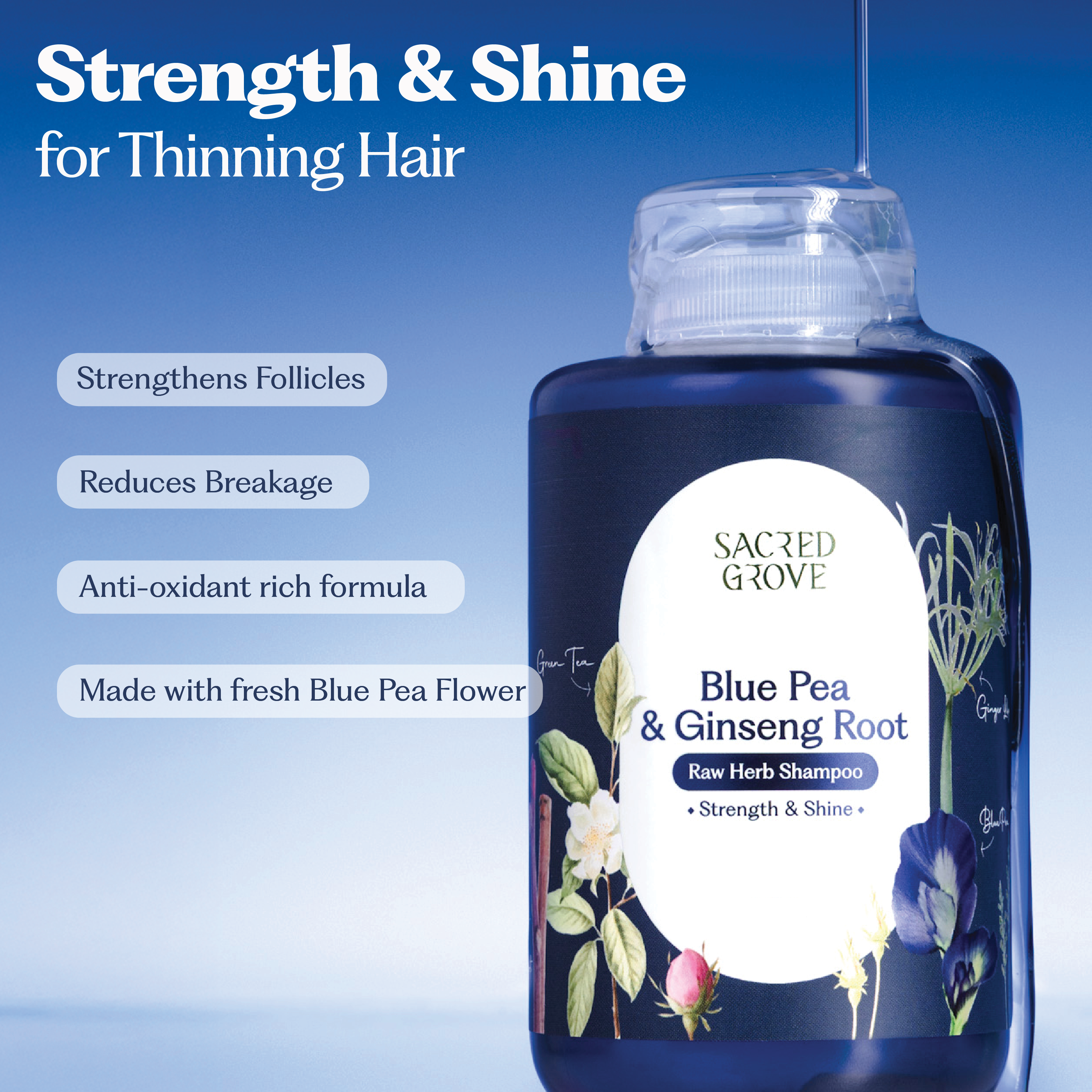 Blue Pea & Ginseng Root Strengthening Shampoo B1G1